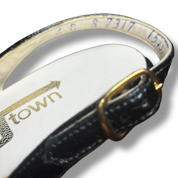 Vintage Mervyn’s ‘About Town’ Black & Gold Sandal Heels – Size 6 - Picture 9 of 11